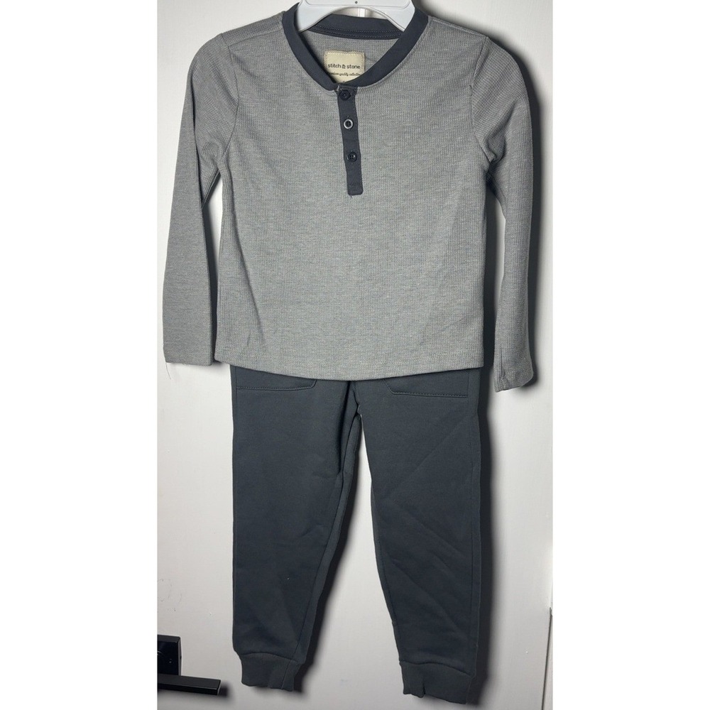 NWT Stitch & Stone |  2pc Gray Waffle Top and Joggers Set | Size 5